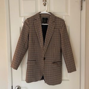 J. Crew Brown and Black Checkered Blazer